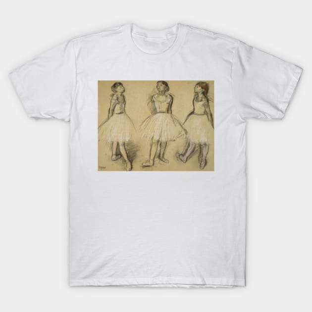 Three Studies of a Dancer in Fourth Position by Edgar Degas T-Shirt by Classic Art Stall